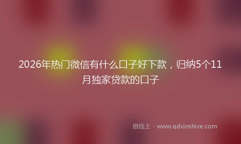 2026年热门微信有什么口子好下款，归纳5个11月独家贷款的口子