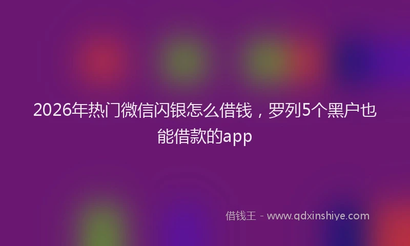 2026年热门微信闪银怎么借钱，罗列5个黑户也能借款的app