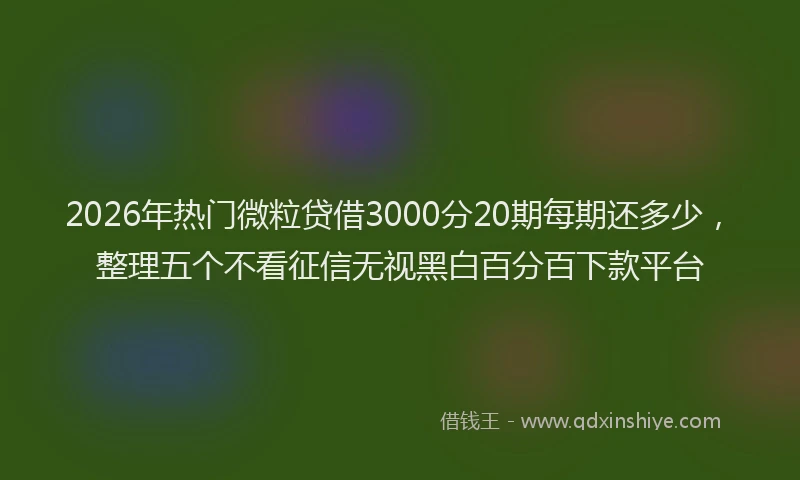 2026年热门微粒贷借3000分20期每期还多少,整理五个不看征信无视黑白百分百下款平台