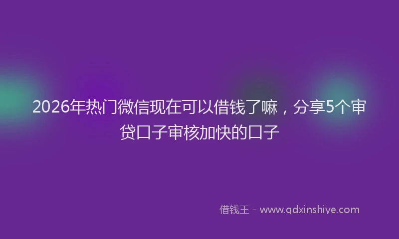 2026年热门微信现在可以借钱了嘛，分享5个审贷口子审核加快的口子