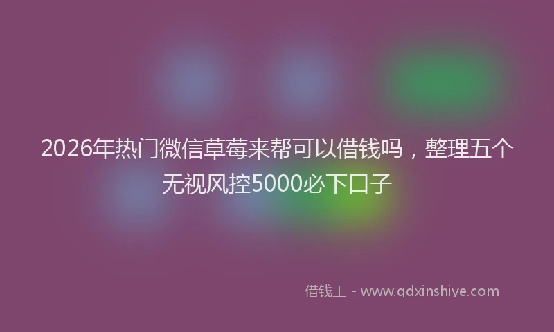 2026年热门微信草莓来帮可以借钱吗，整理五个无视风控5000必下口子
