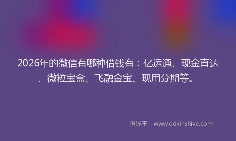 2026年的微信有哪种借钱有：亿运通、现金直达、微粒宝盒、飞融金宝、现用分期等。