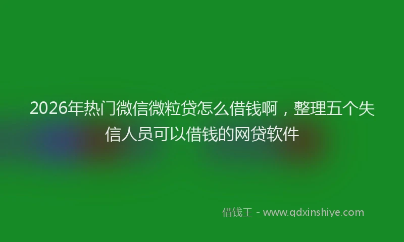 2026年热门微信微粒贷怎么借钱啊，整理五个失信人员可以借钱的网贷软件