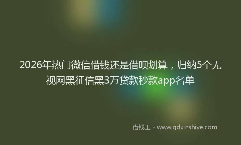 2026年热门微信借钱还是借呗划算，归纳5个无视网黑征信黑3万贷款秒款app名单