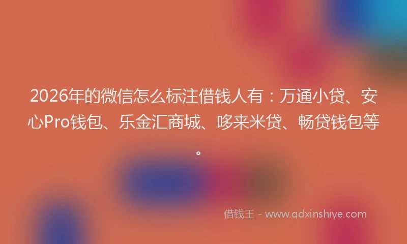 2026年的微信怎么标注借钱人有：万通小贷、安心Pro钱包、乐金汇商城、哆来米贷、畅贷钱包等。