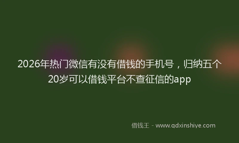 2026年热门微信有没有借钱的手机号，归纳五个20岁可以借钱平台不查征信的app
