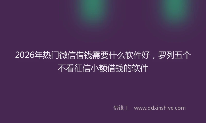 2026年热门微信借钱需要什么软件好，罗列五个不看征信小额借钱的软件