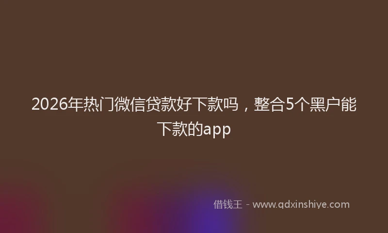 2026年热门微信贷款好下款吗，整合5个黑户能下款的app