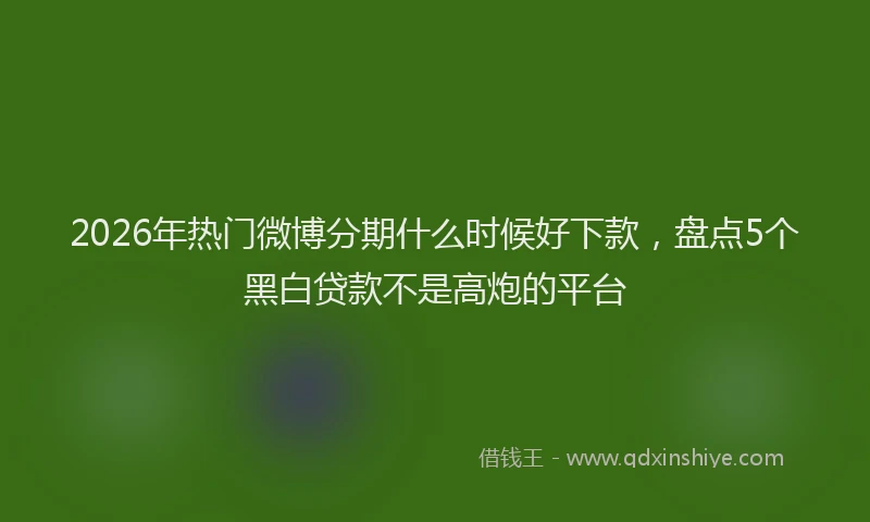 2026年热门微博分期什么时候好下款，盘点5个黑白贷款不是高炮的平台