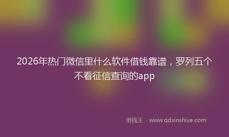 2026年热门微信里什么软件借钱靠谱，罗列五个不看征信查询的app