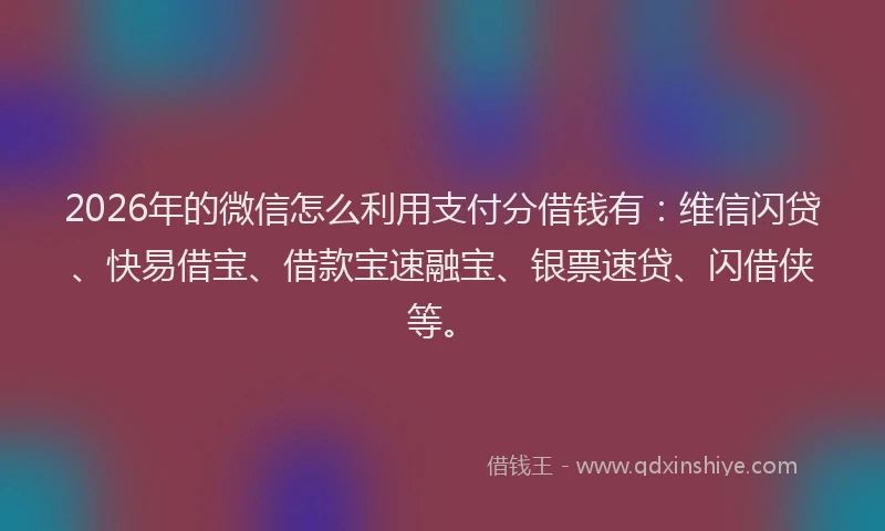 2026年的微信怎么利用支付分借钱有：维信闪贷、快易借宝、借款宝速融宝、银票速贷、闪借侠等。