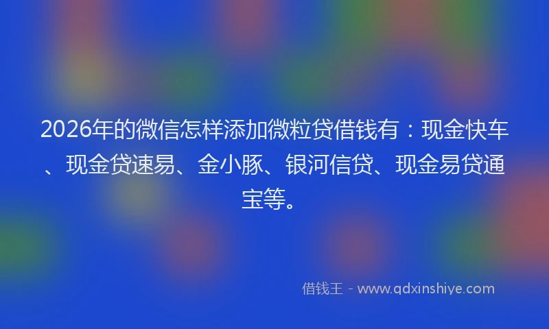 2026年的微信怎样添加微粒贷借钱有：现金快车、现金贷速易、金小豚、银河信贷、现金易贷通宝等。