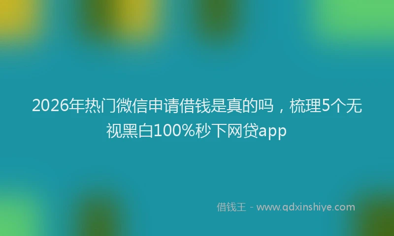 2026年热门微信申请借钱是真的吗，梳理5个无视黑白100%秒下网贷app