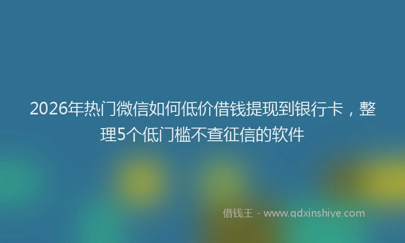 2026年热门微信如何低价借钱提现到银行卡，整理5个低门槛不查征信的软件