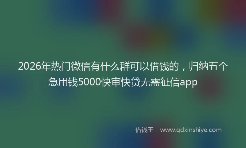 2026年热门微信有什么群可以借钱的，归纳五个急用钱5000快审快贷无需征信app