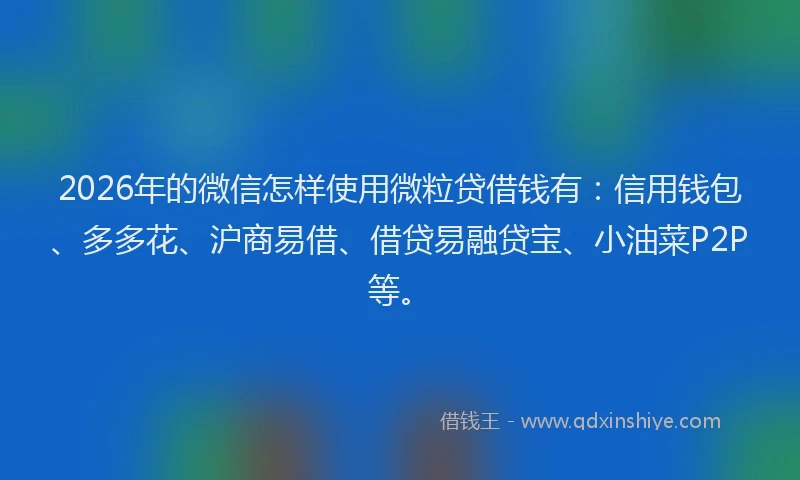 2026年的微信怎样使用微粒贷借钱有：信用钱包、多多花、沪商易借、借贷易融贷宝、小油菜P2P等。