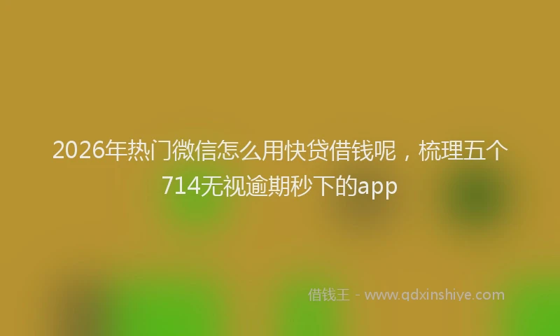 2026年热门微信怎么用快贷借钱呢，梳理五个714无视逾期秒下的app