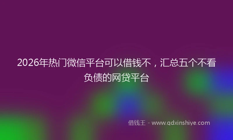 2026年热门微信平台可以借钱不，汇总五个不看负债的网贷平台