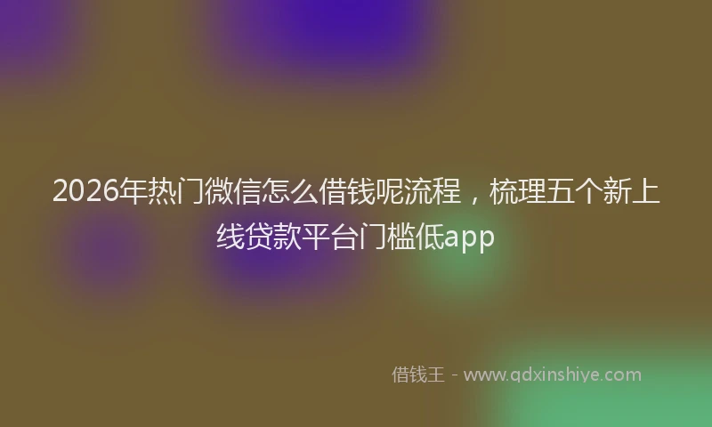 2026年热门微信怎么借钱呢流程，梳理五个新上线贷款平台门槛低app