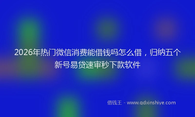 2026年热门微信消费能借钱吗怎么借，归纳五个新号易贷速审秒下款软件