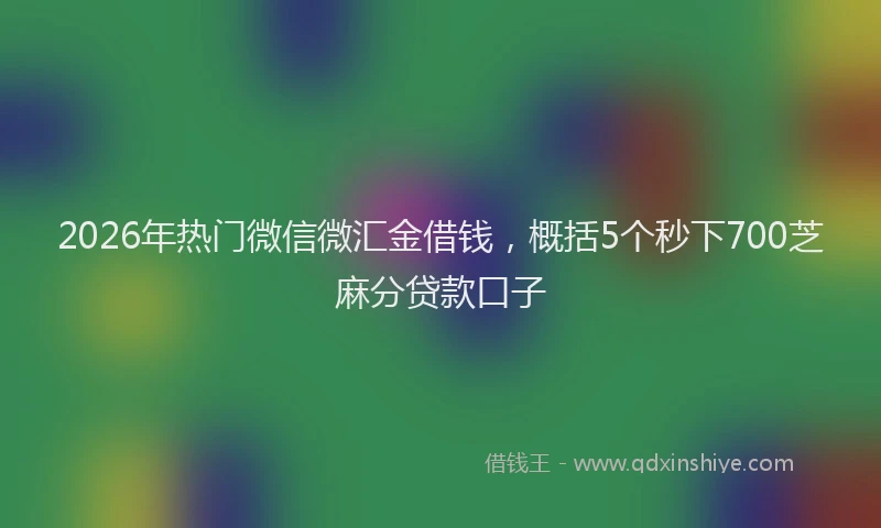 2026年热门微信微汇金借钱,概括5个秒下700芝麻分贷款口子