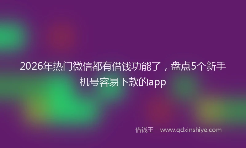 2026年热门微信都有借钱功能了，盘点5个新手机号容易下款的app