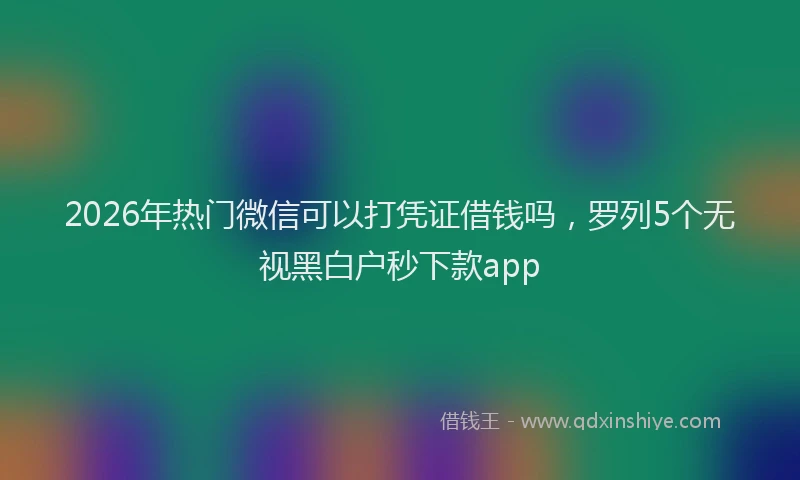 2026年热门微信可以打凭证借钱吗，罗列5个无视黑白户秒下款app