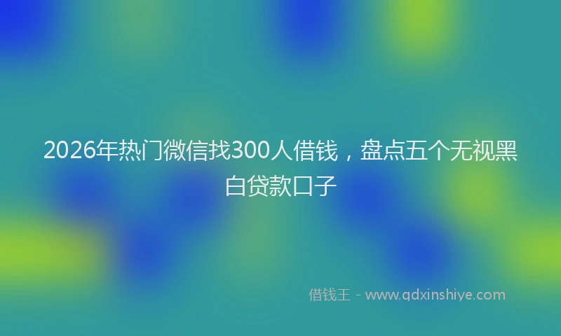 2026年热门微信找300人借钱，盘点五个无视黑白贷款口子