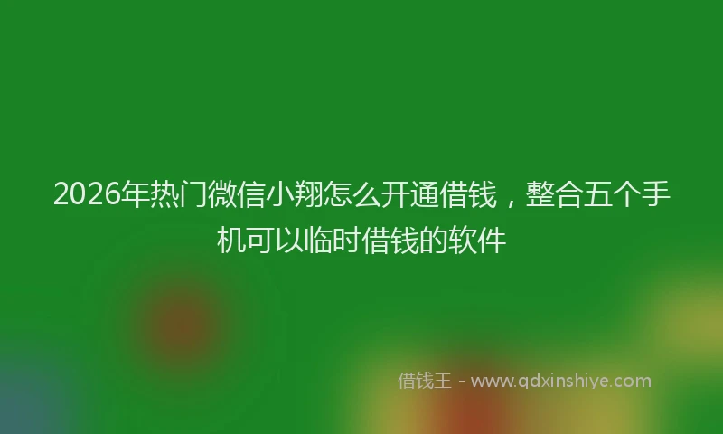 2026年热门微信小翔怎么开通借钱，整合五个手机可以临时借钱的软件