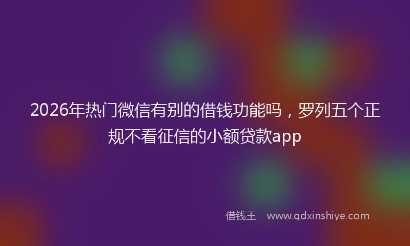 2026年热门微信有别的借钱功能吗，罗列五个正规不看征信的小额贷款app