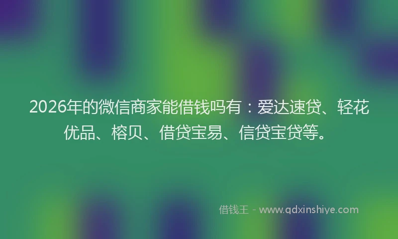 2026年的微信商家能借钱吗有：爱达速贷、轻花优品、榕贝、借贷宝易、信贷宝贷等。