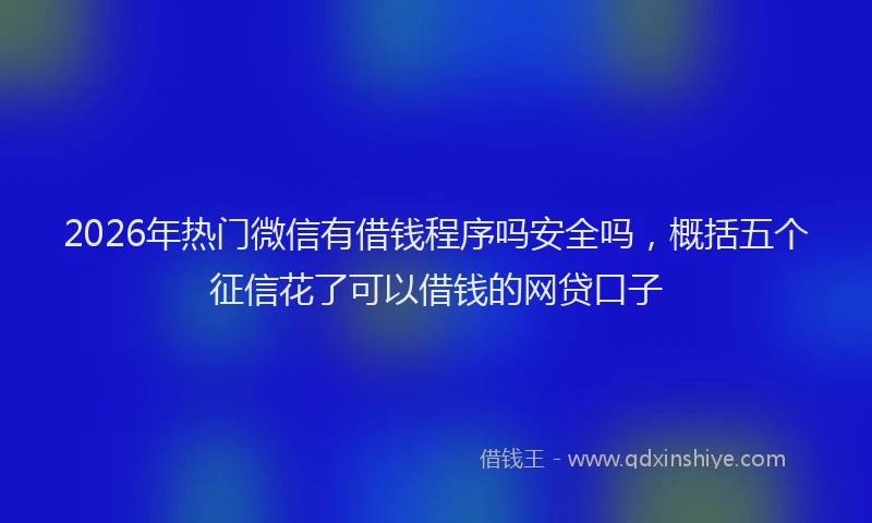 2026年热门微信有借钱程序吗安全吗，概括五个征信花了可以借钱的网贷口子