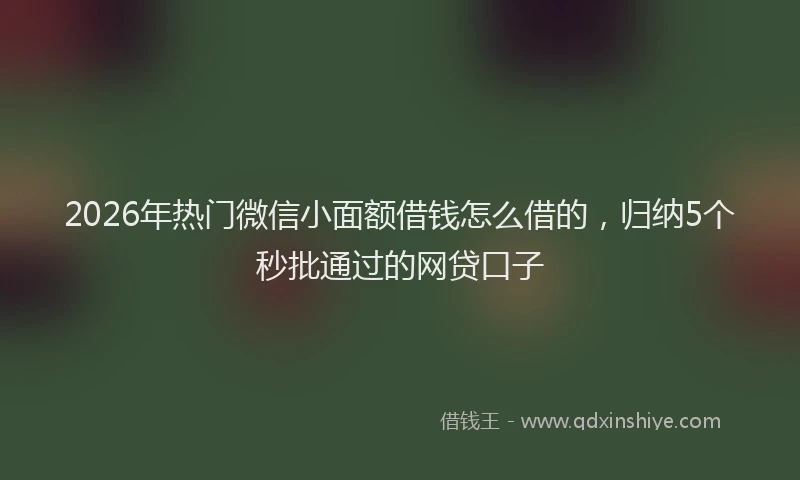 2026年热门微信小面额借钱怎么借的，归纳5个秒批通过的网贷口子