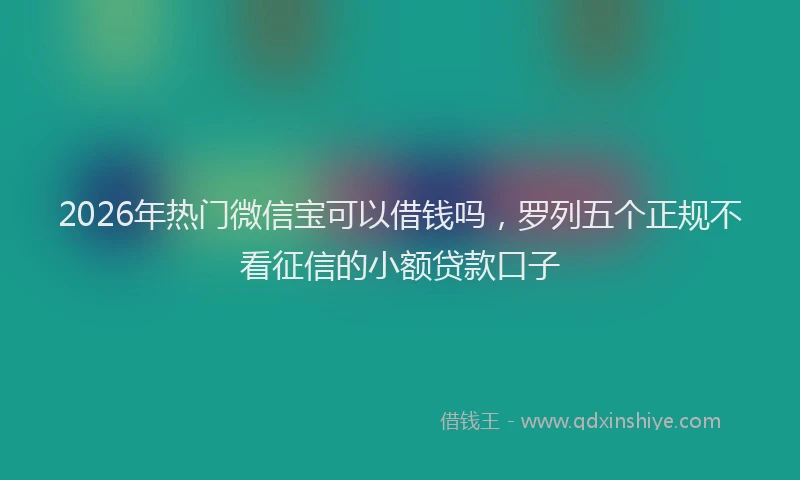 2026年热门微信宝可以借钱吗，罗列五个正规不看征信的小额贷款口子