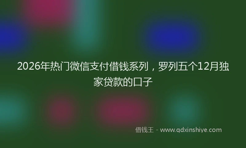 2026年热门微信支付借钱系列,罗列五个12月独家贷款的口子