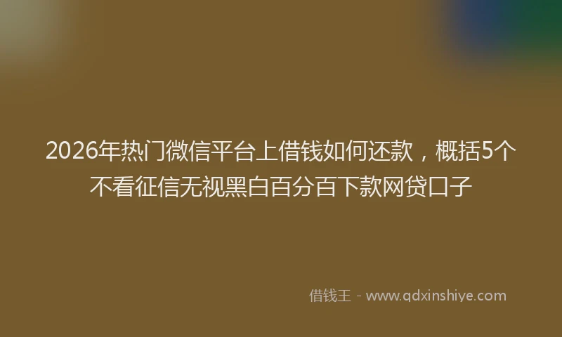 2026年热门微信平台上借钱如何还款，概括5个不看征信无视黑白百分百下款网贷口子