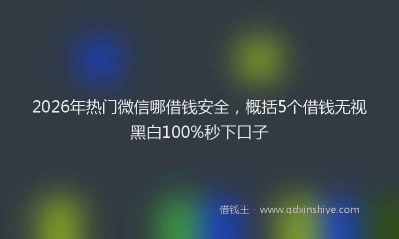 2026年热门微信哪借钱安全，概括5个借钱无视黑白100%秒下口子