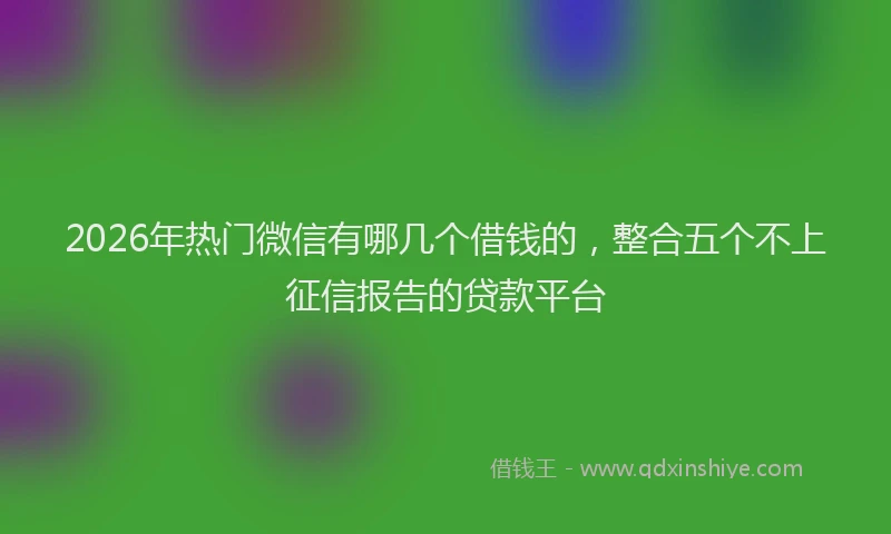 2026年热门微信有哪几个借钱的,整合五个不上征信报告的贷款平台