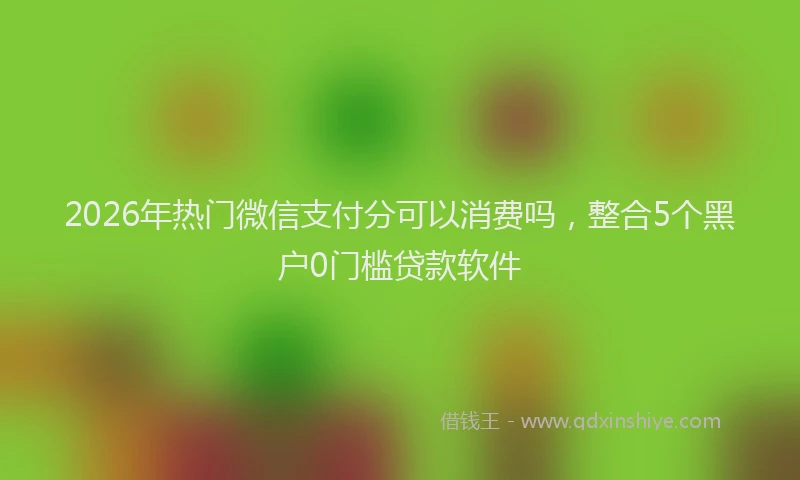 2026年热门微信支付分可以消费吗，整合5个黑户0门槛贷款软件