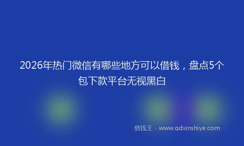 2026年热门微信有哪些地方可以借钱，盘点5个包下款平台无视黑白