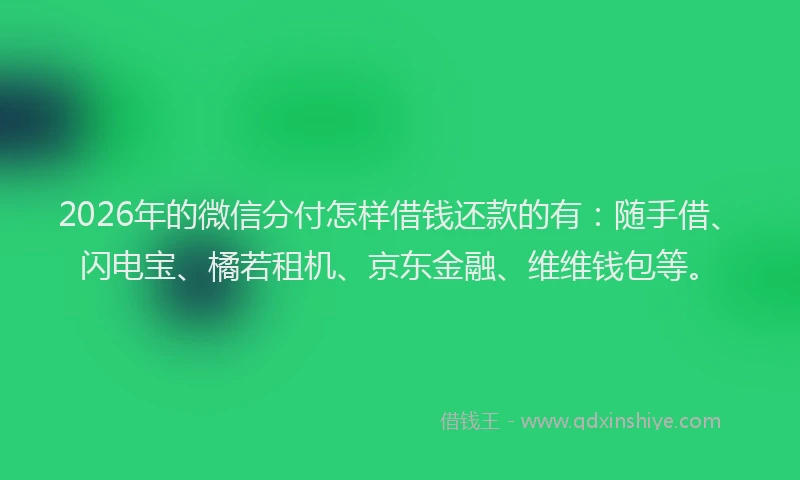 2026年的微信分付怎样借钱还款的有：随手借、闪电宝、橘若租机、京东金融、维维钱包等。