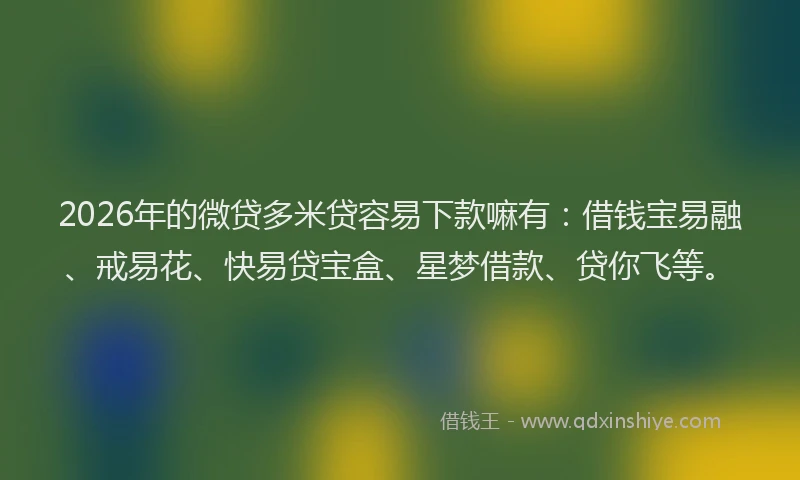 2026年的微贷多米贷容易下款嘛有:借钱宝易融、戒易花、快易贷宝盒、星梦借款、贷你飞等。