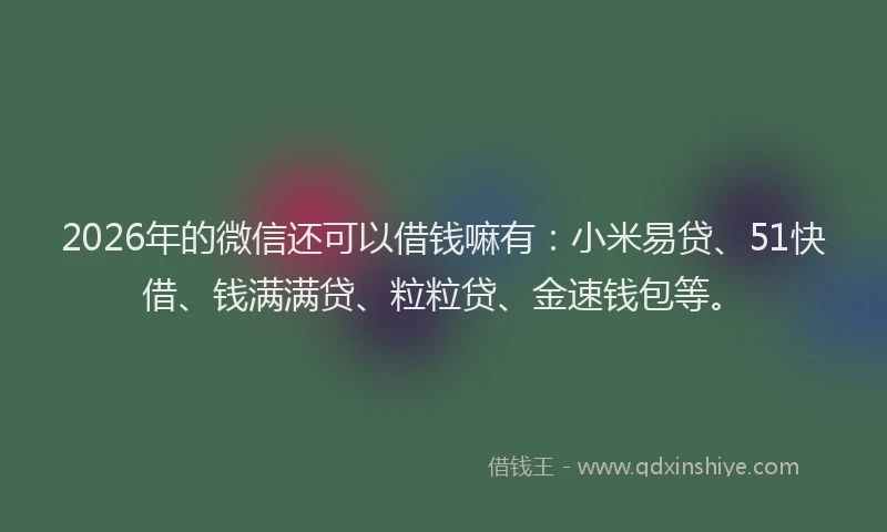 2026年的微信还可以借钱嘛有：小米易贷、51快借、钱满满贷、粒粒贷、金速钱包等。