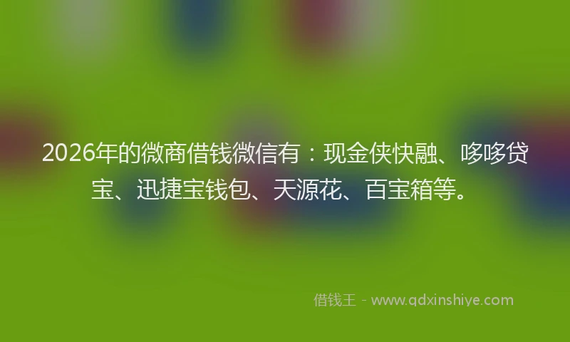 2026年的微商借钱微信有：现金侠快融、哆哆贷宝、迅捷宝钱包、天源花、百宝箱等。