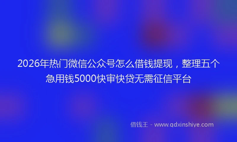 2026年热门微信公众号怎么借钱提现，整理五个急用钱5000快审快贷无需征信平台