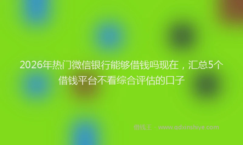 2026年热门微信银行能够借钱吗现在，汇总5个借钱平台不看综合评估的口子