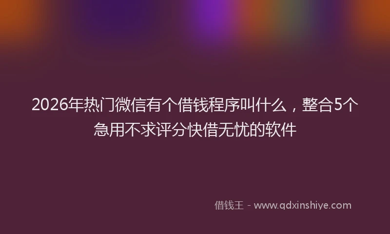 2026年热门微信有个借钱程序叫什么，整合5个急用不求评分快借无忧的软件