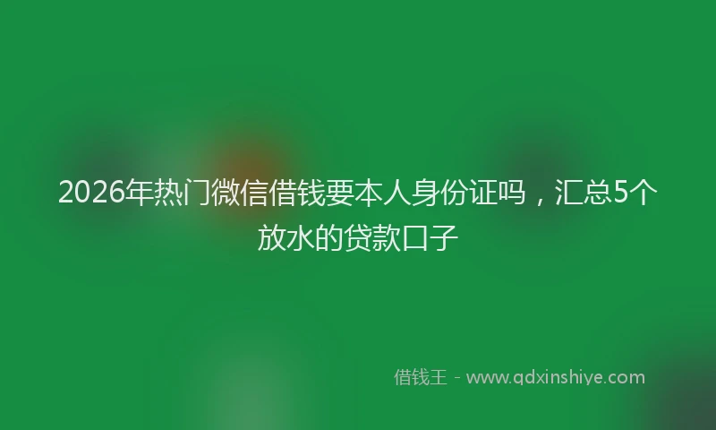 2026年热门微信借钱要本人身份证吗，汇总5个放水的贷款口子