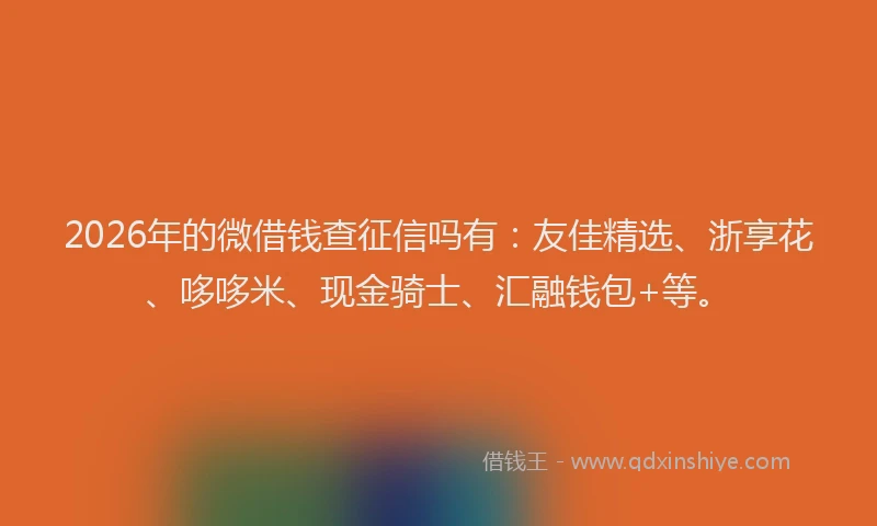 2026年的微借钱查征信吗有：友佳精选、浙享花、哆哆米、现金骑士、汇融钱包+等。