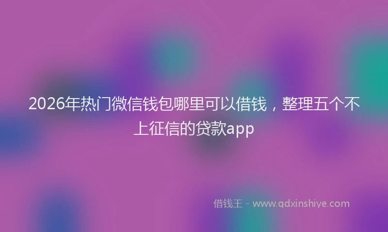 2026年热门微信钱包哪里可以借钱，整理五个不上征信的贷款app